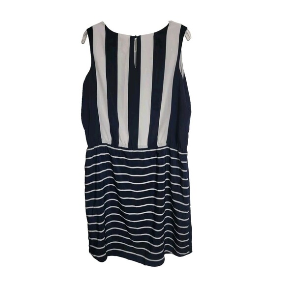 Women Vince Camuto Blue White Stripe Dress Plus 20 Drawstring Waist - Picture 2 of 6